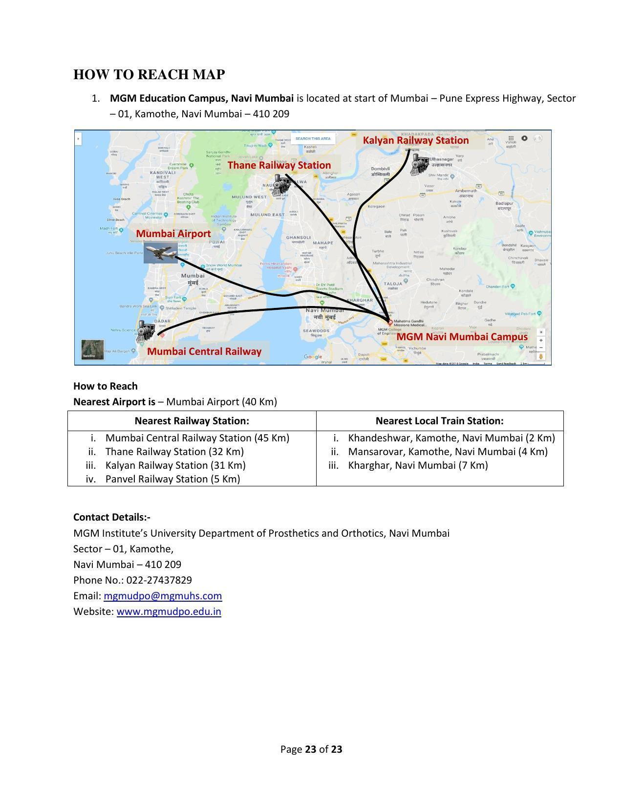 MGM University of Health Sciences, Navi Mumbai Information Brochure 2021 – 2022 - Page 24