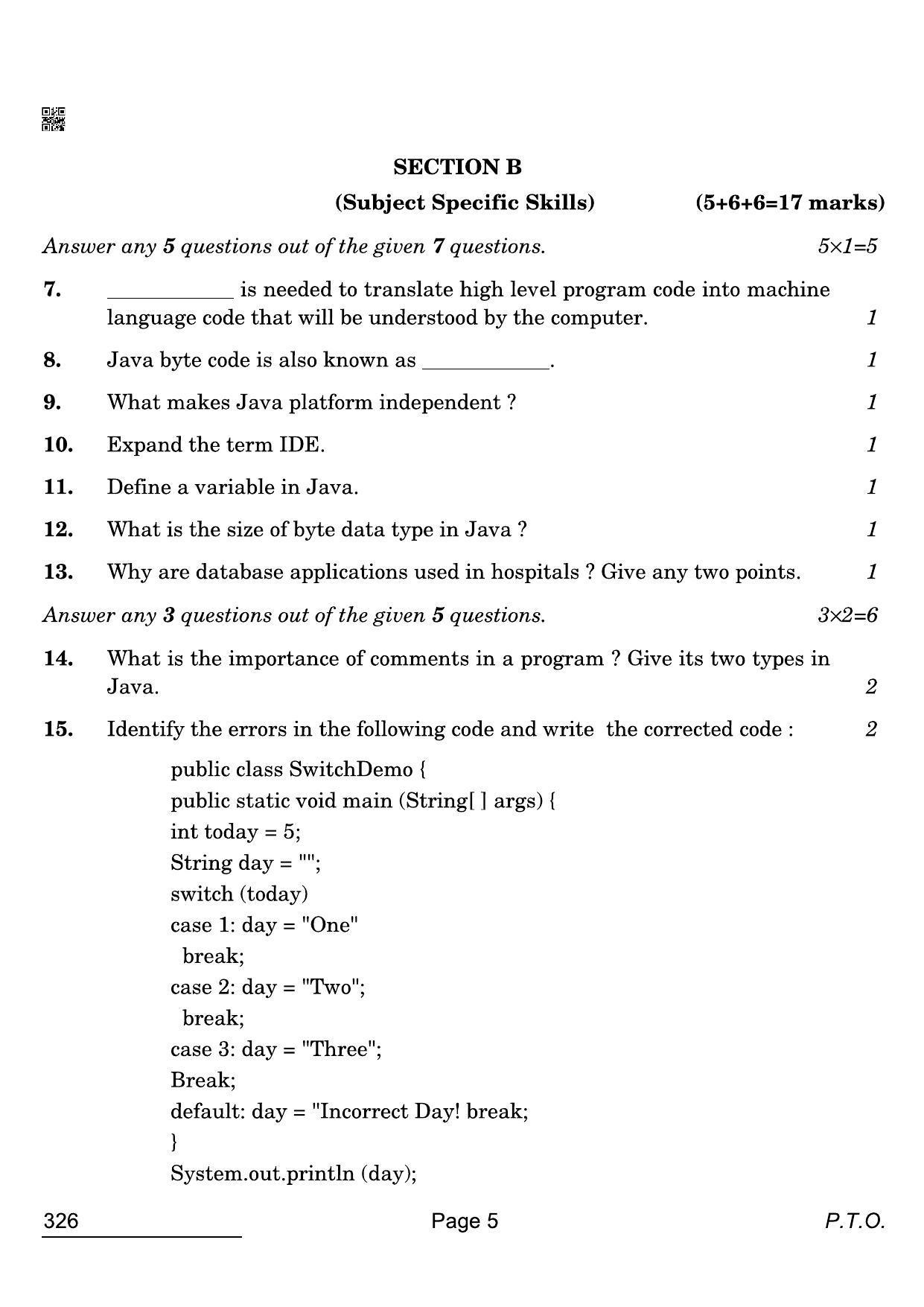 CBSE Class 12 326 Information Technology 2022 Compartment Question ...