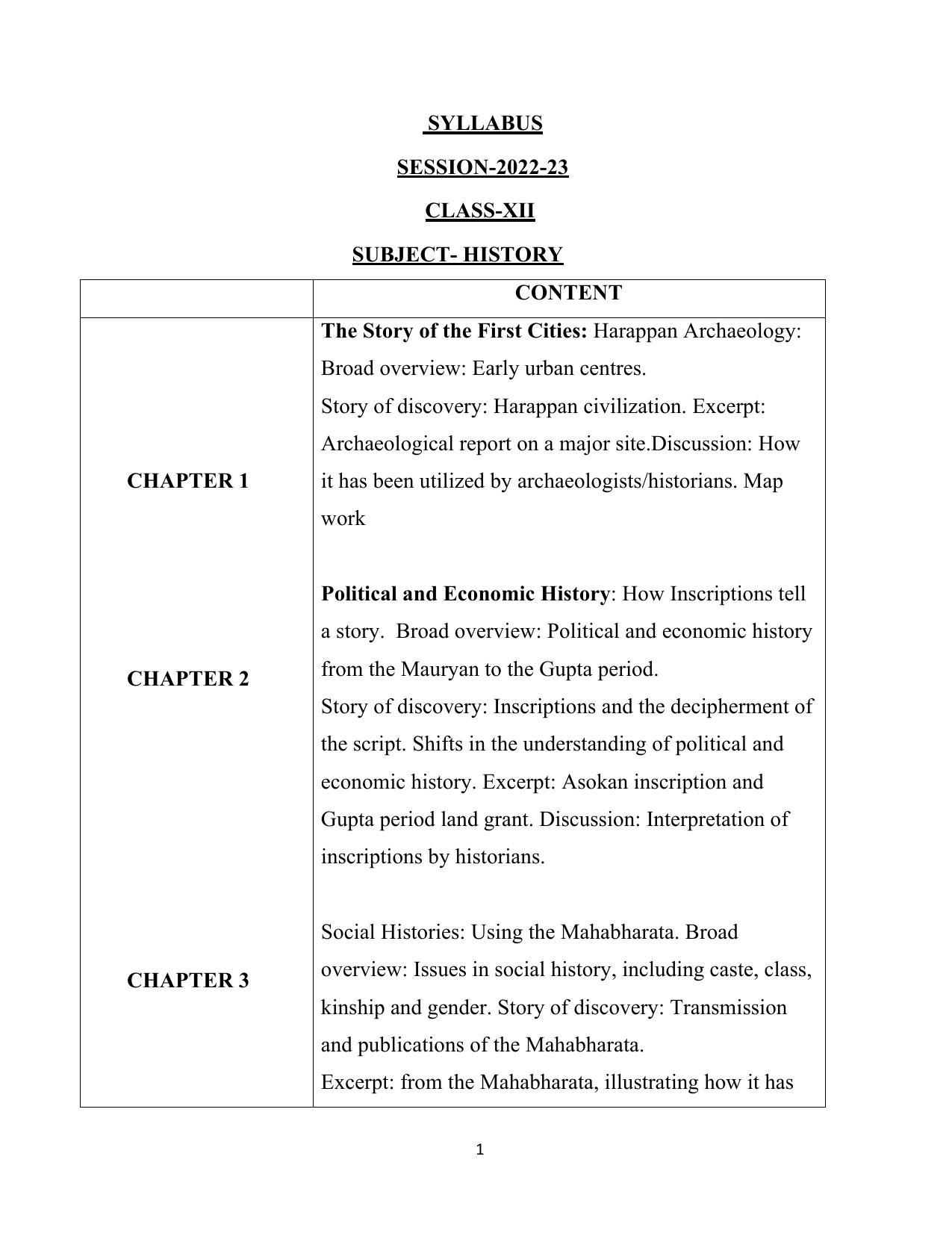 Edudel Class 12 History Syllabus - Page 1