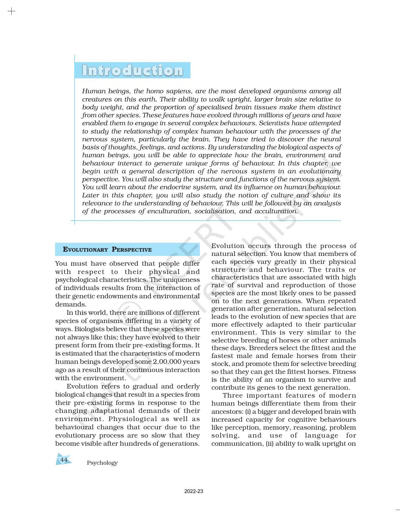 NCERT Book For Class 11 Psychology Chapter 3 The Bases