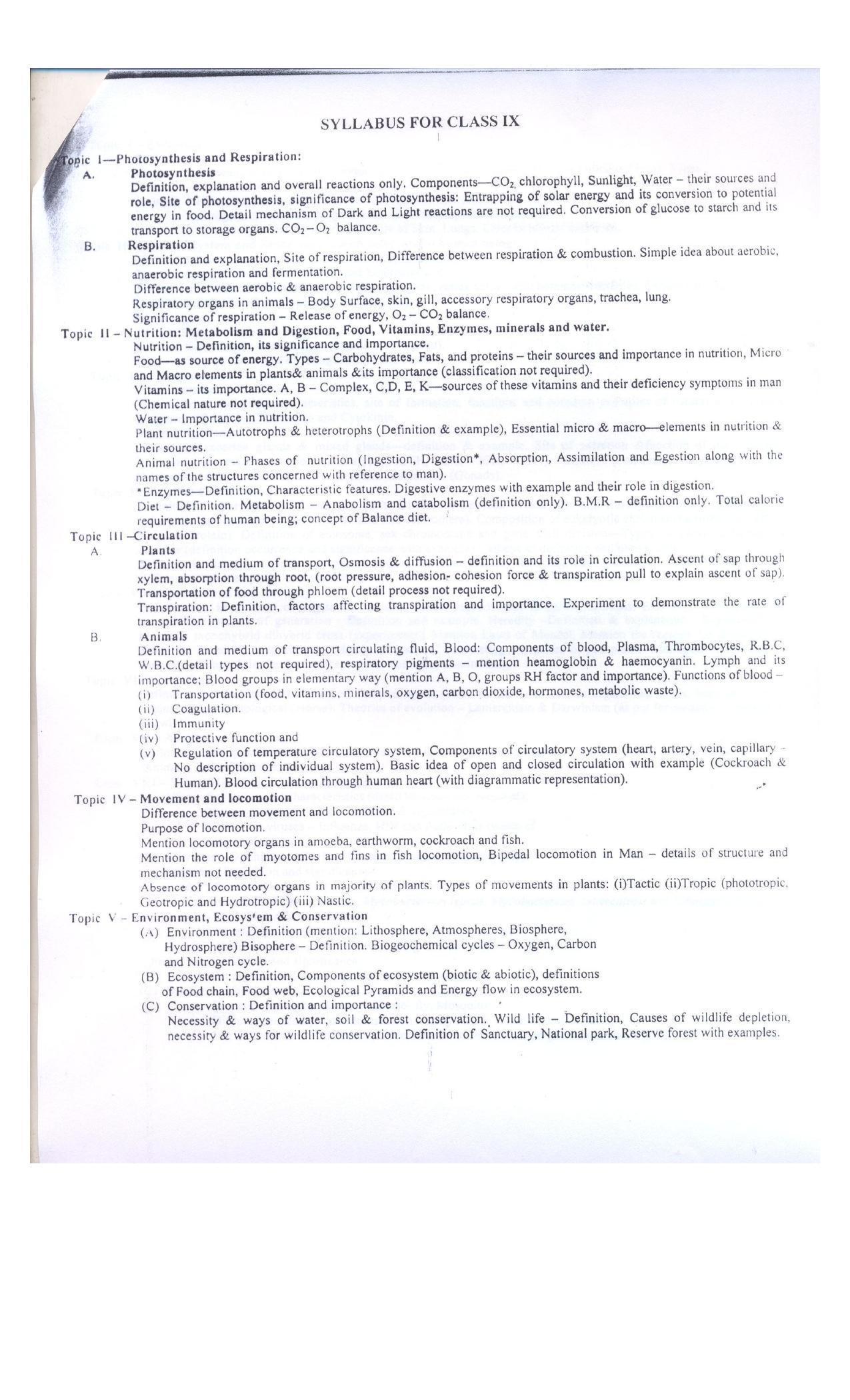 WBBSE Class 10th Syllabus [Life Science] - IndCareer Docs