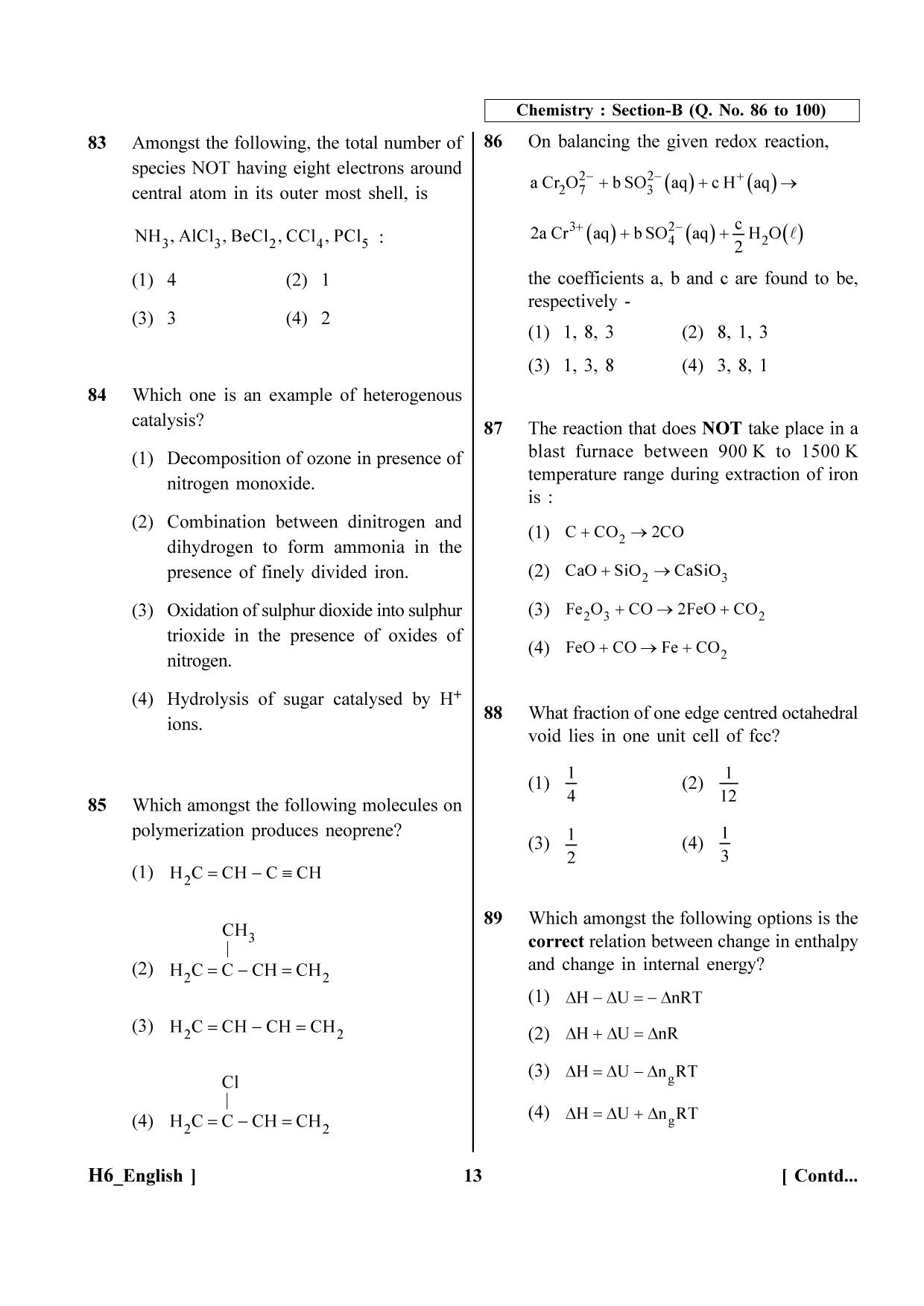 NEET 2023 H6 Question Paper - IndCareer Docs