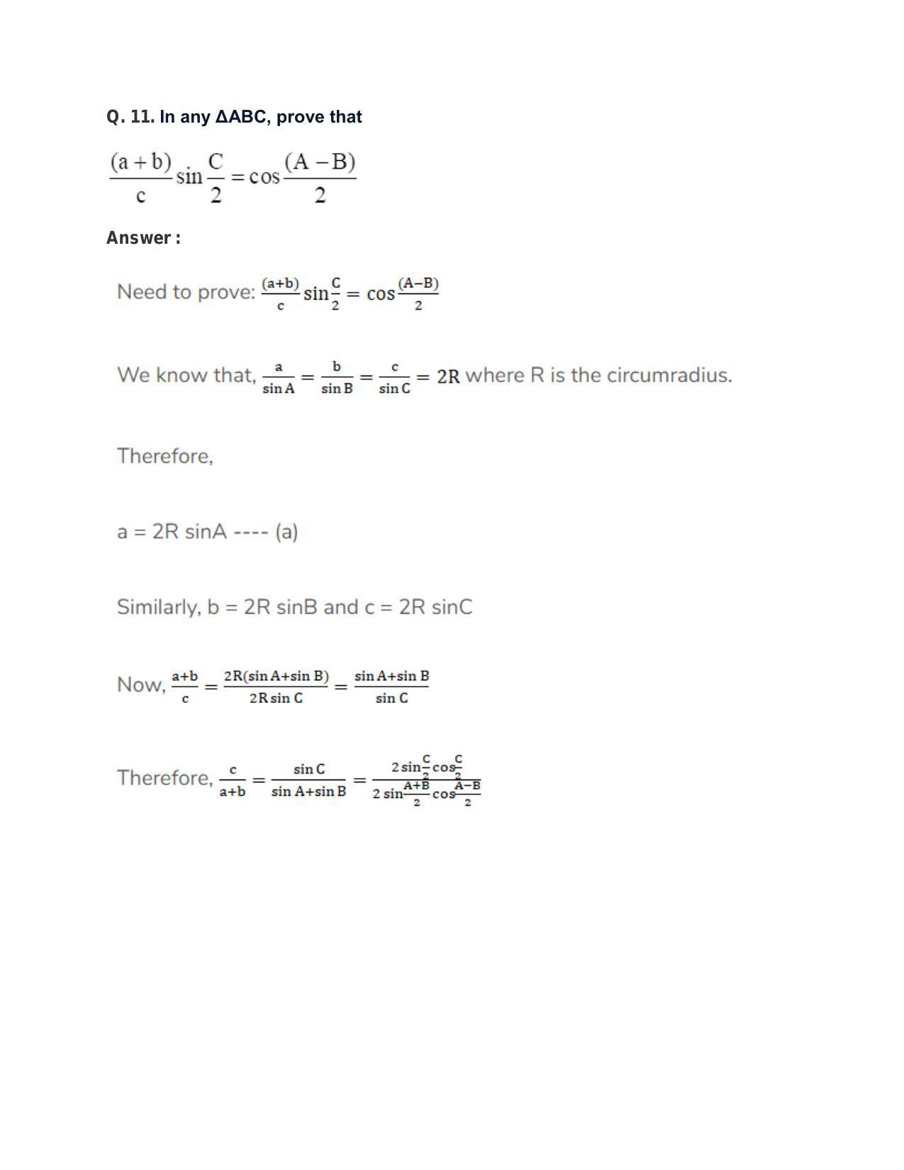 Chapter 18: Solutions of Triangles: RS Aggarwal Class 11 Solutions  - Page 11