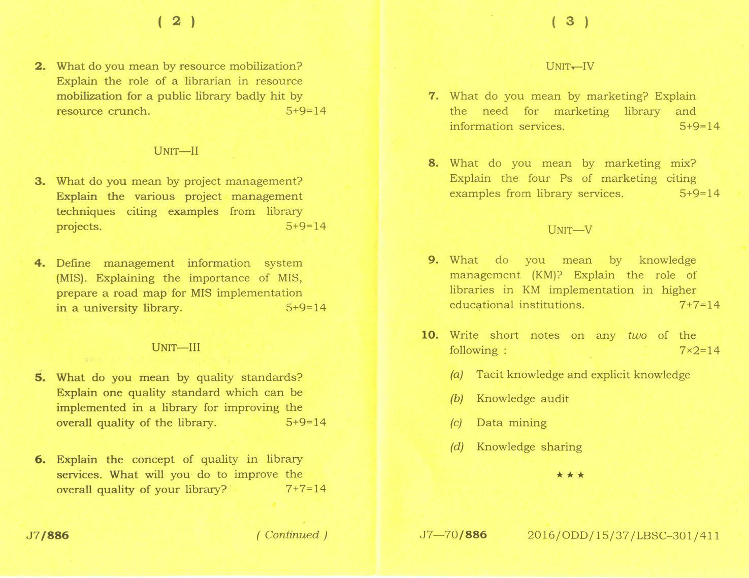 Assam University MLiSc Dec.-2016 Question Paper - Page 2