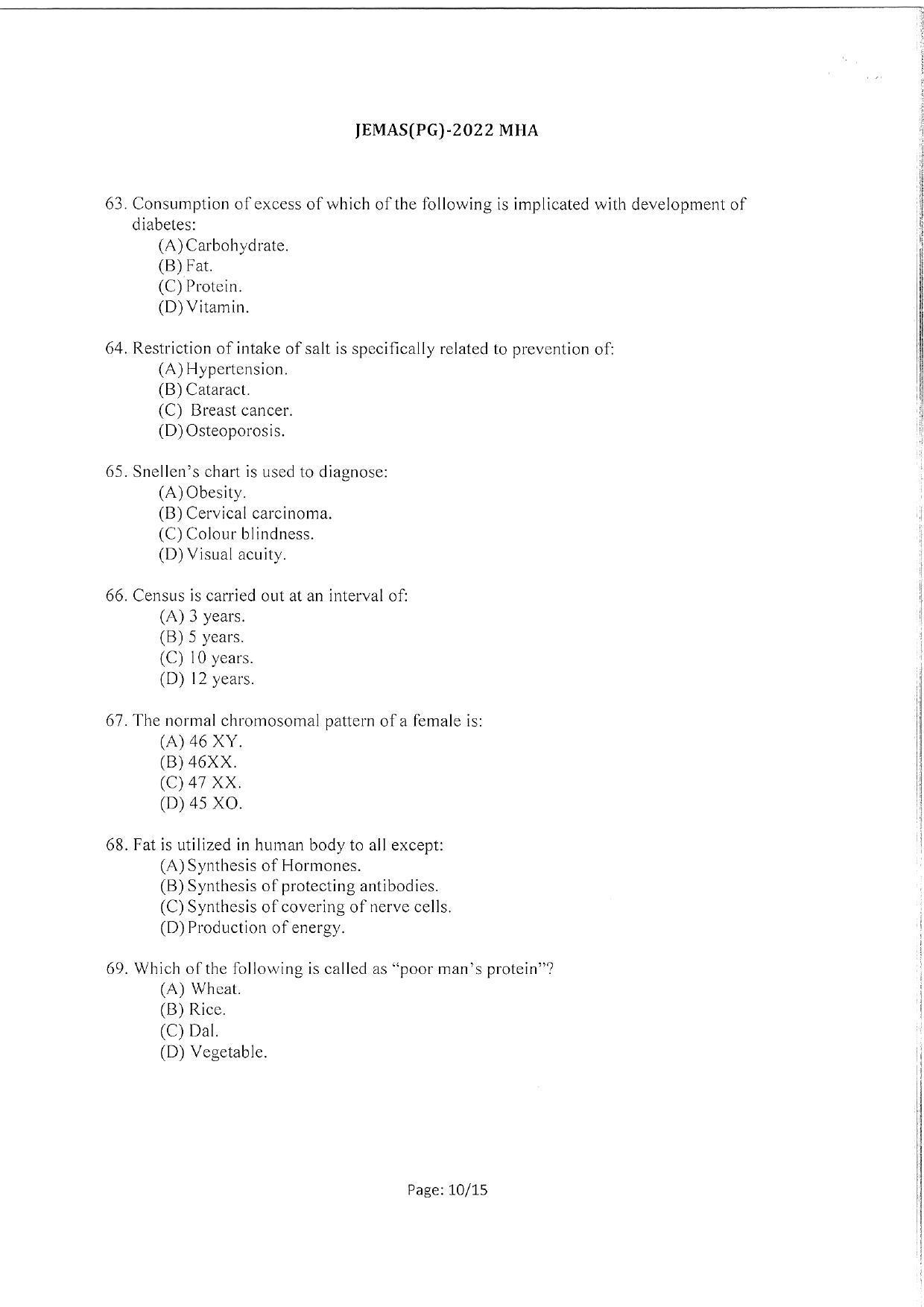 WBJEEB JEMAS (PG) 2022 MHA Question Paper - Page 12