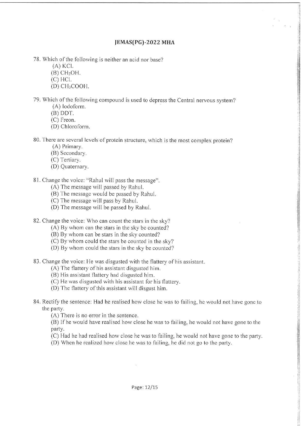 WBJEEB JEMAS (PG) 2022 MHA Question Paper - Page 14