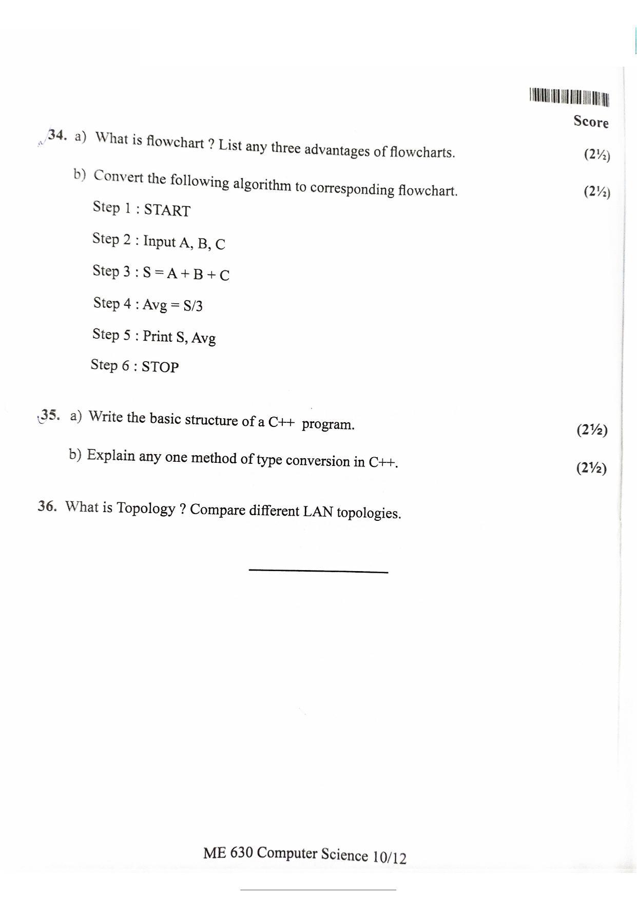 Kerala Plus One 2022 Computer Science Question Papers (Model) - Page 6