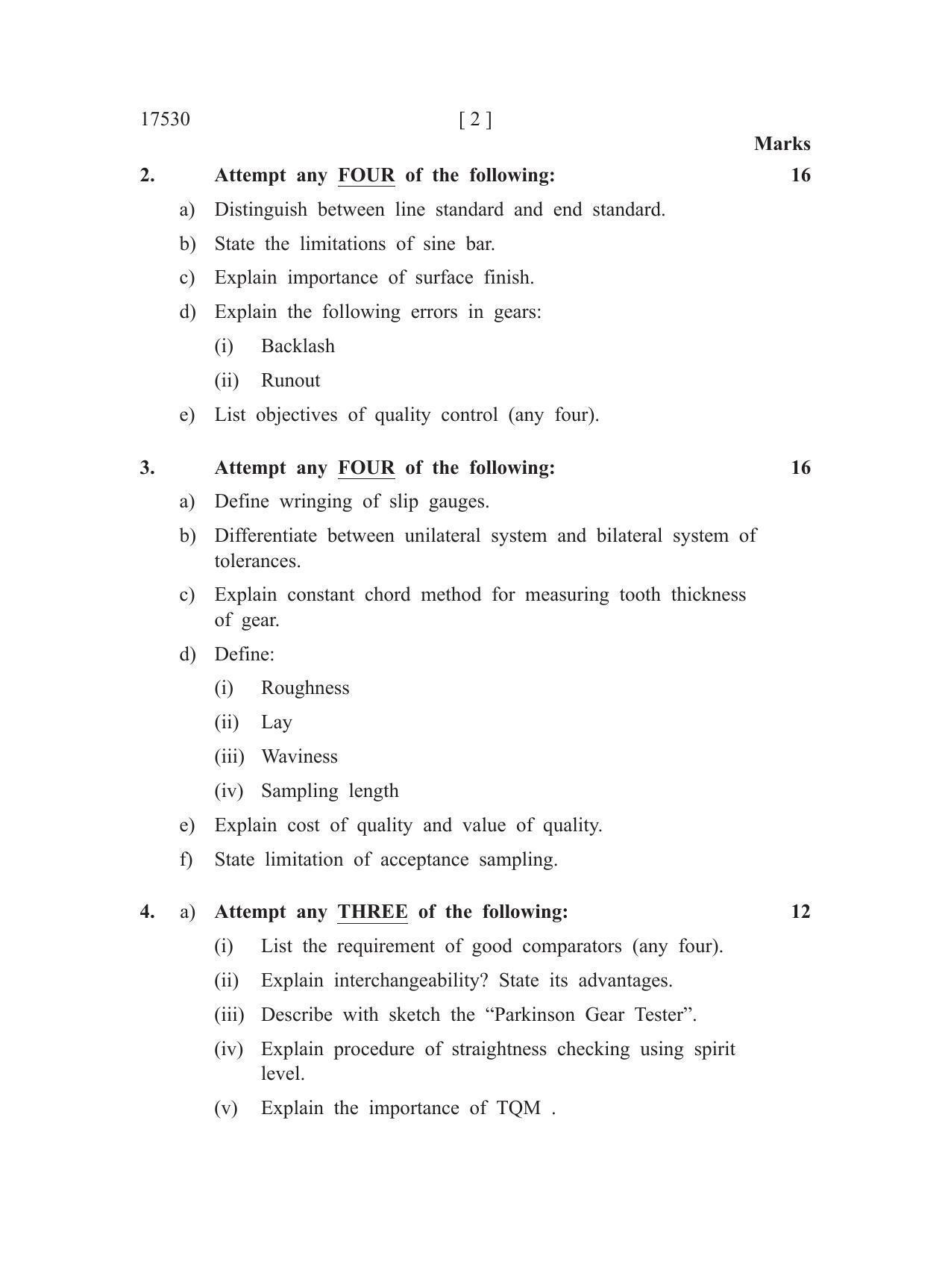 MSBTE Summer Question Paper 2019 - Metrology And Quality Control ...