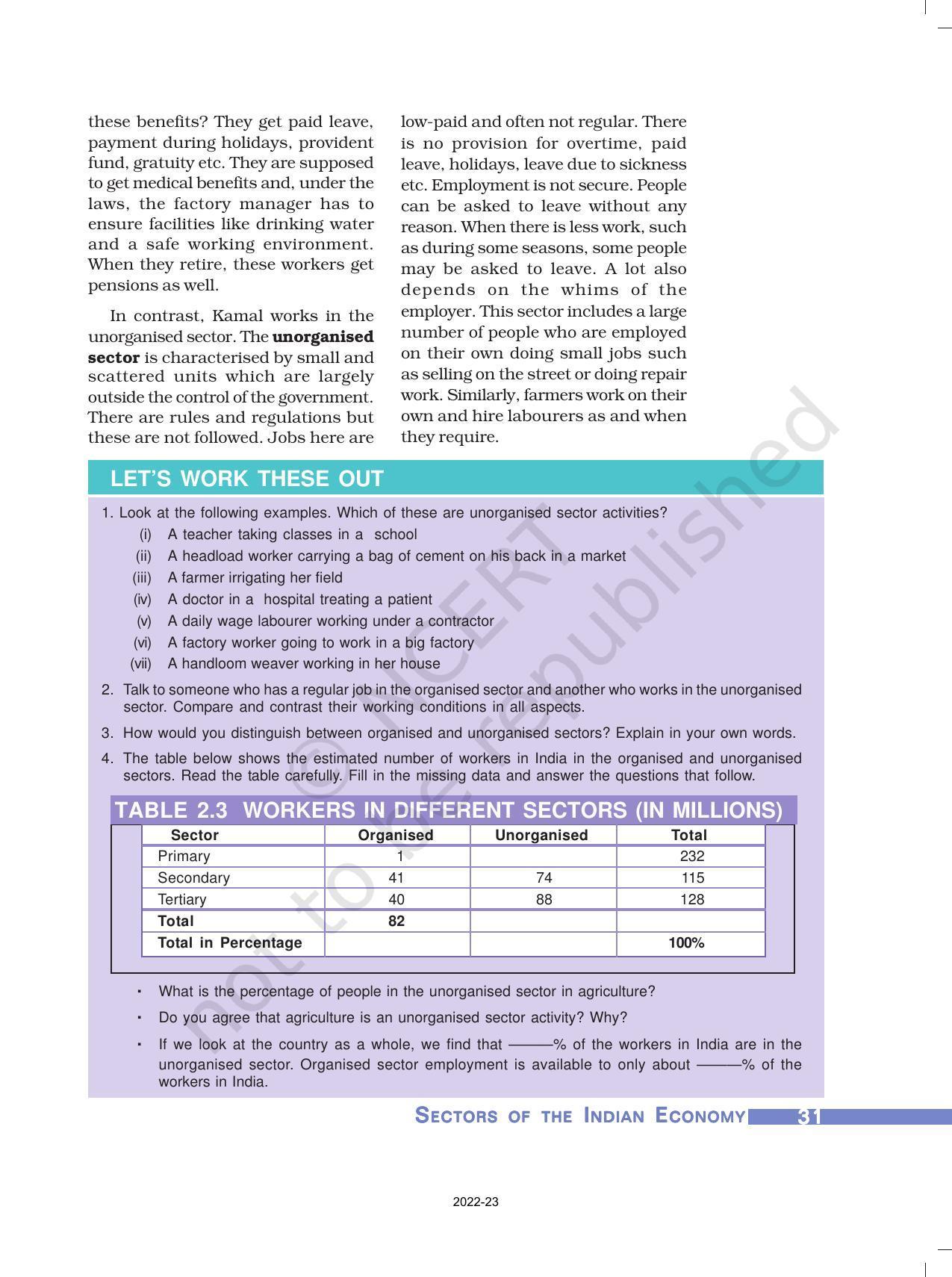 NCERT Book For Class 10 Economics Chapter 2 Sectors Of The Indian Economy