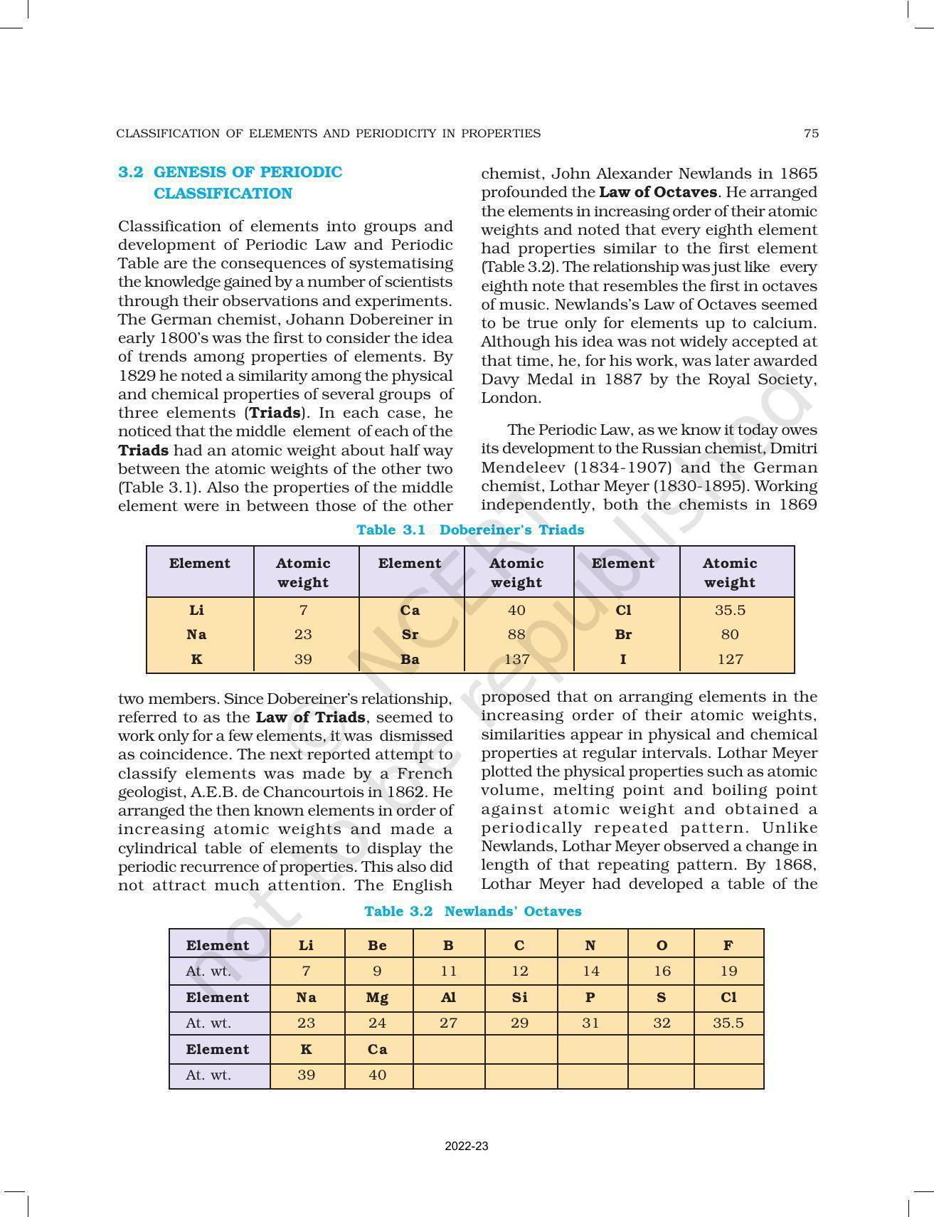 NCERT Book For Class 11 Chemistry Chapter 3 Classification