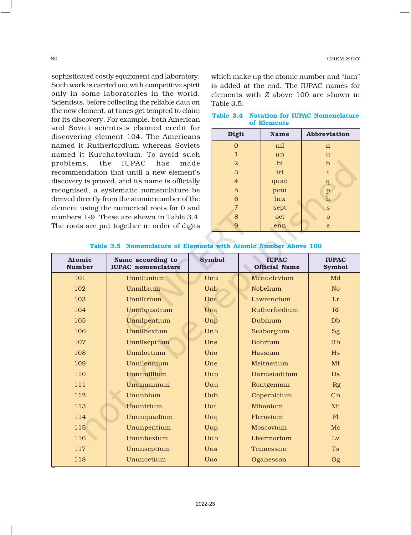 NCERT Book For Class 11 Chemistry Chapter 3 Classification