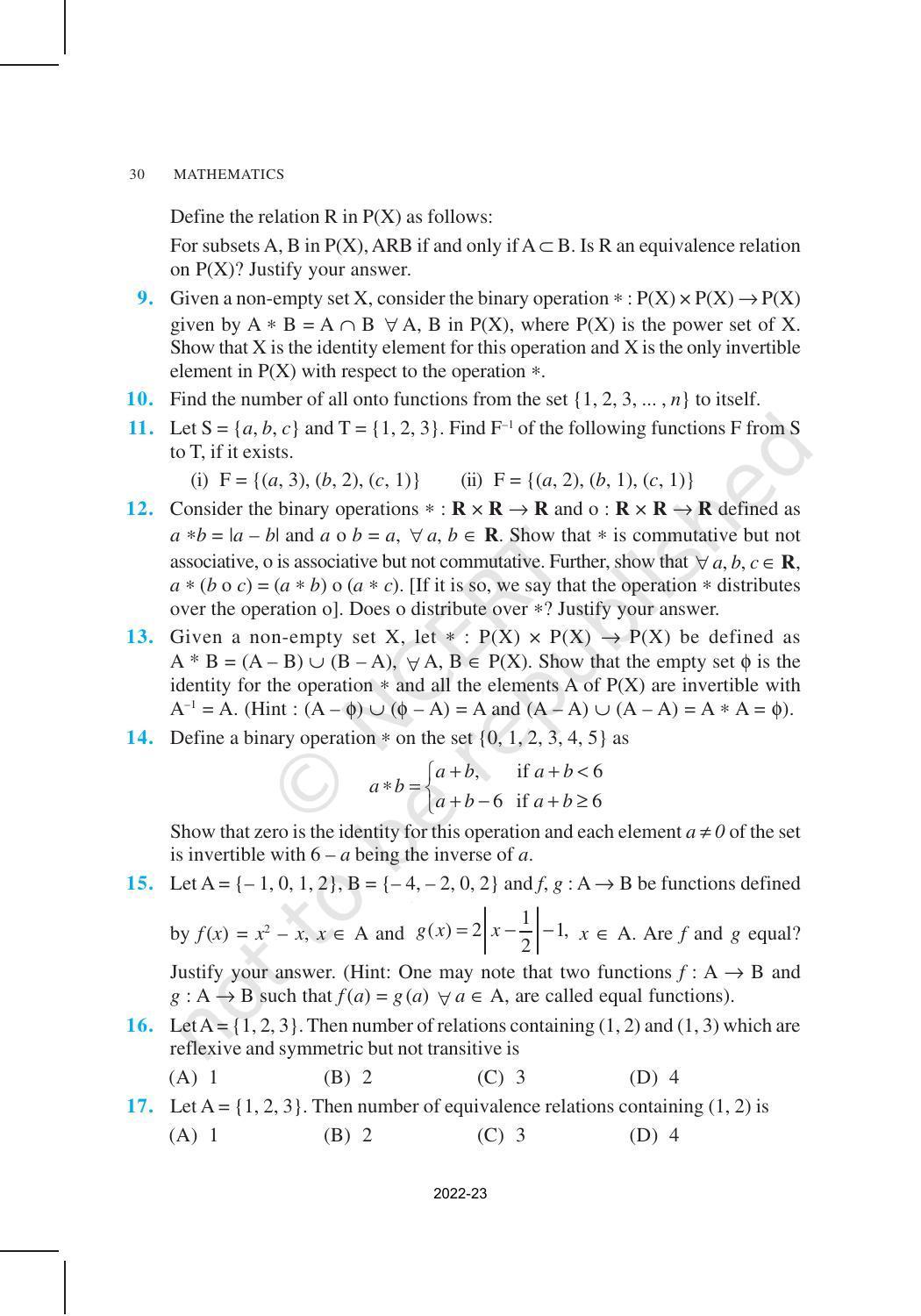 Ncert Book For Class 12 Maths Chapter 1 Relation And Functions Indcareer Docs 4526