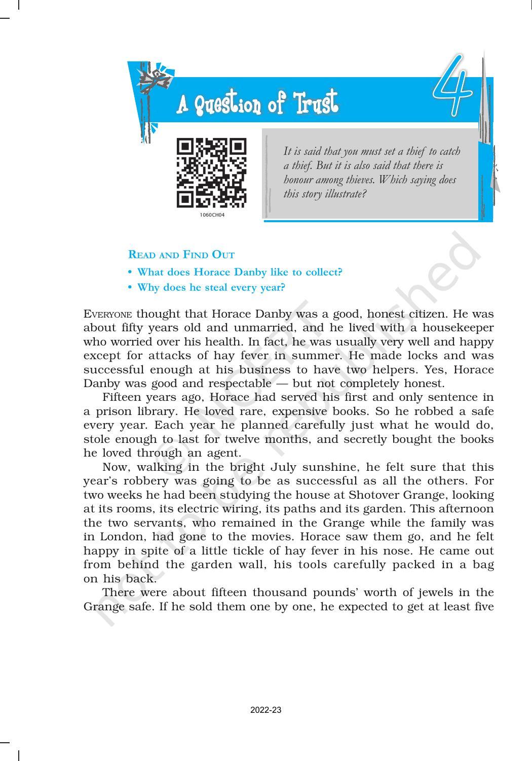 NCERT Book for Class 10 English Footprints Without Feet Chapter 4 A Question of Trust - Page 1