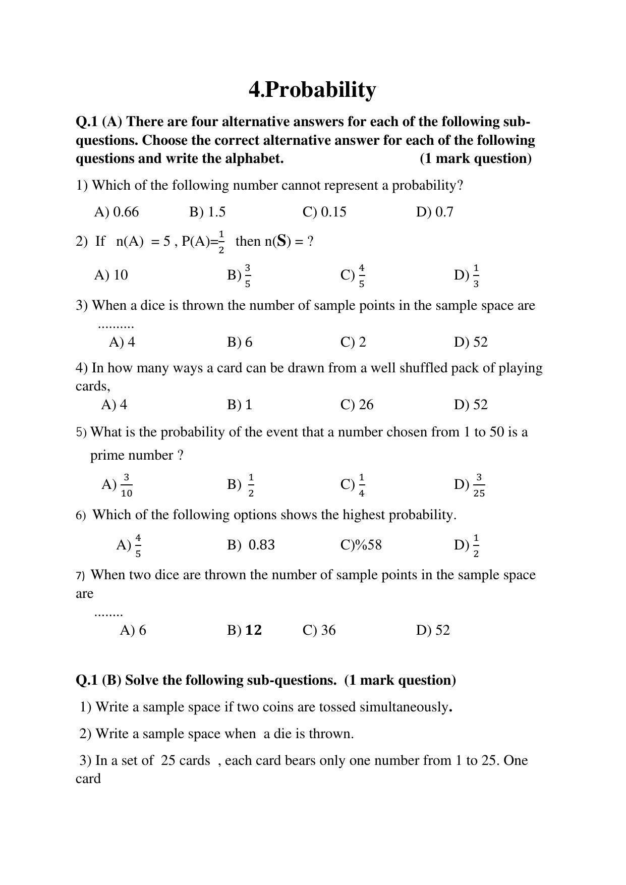 Maharashtra Board Class 10 Mathematics Part I Sample Papers - Page 26