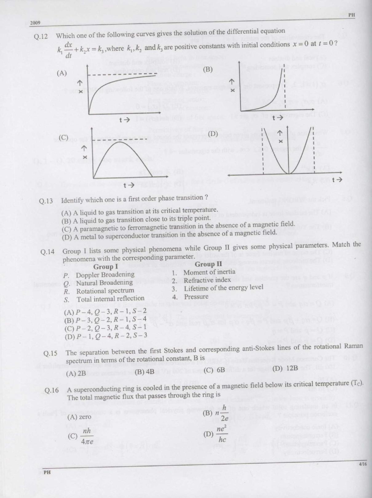 GATE 2009 Physics (PH) Question Paper with Answer Key - Page 4