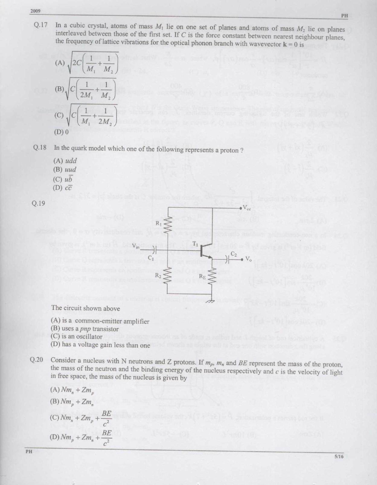 GATE 2009 Physics (PH) Question Paper with Answer Key - Page 5