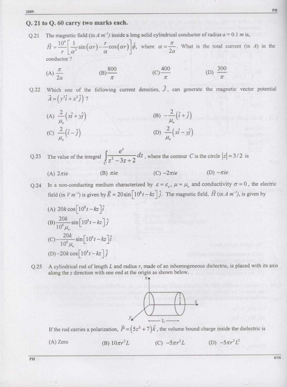 GATE 2009 Physics (PH) Question Paper with Answer Key - Page 6