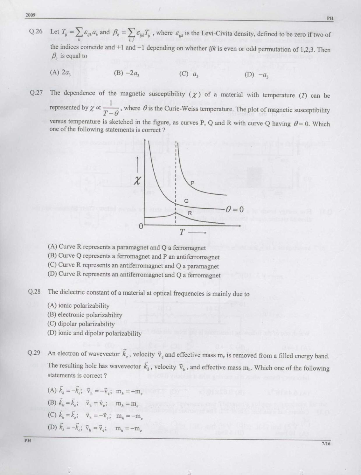 GATE 2009 Physics (PH) Question Paper with Answer Key - Page 7