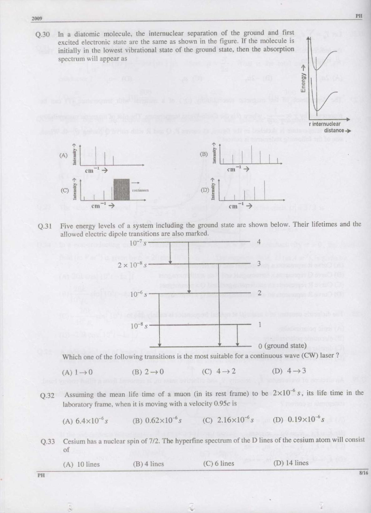 GATE 2009 Physics (PH) Question Paper with Answer Key - Page 8