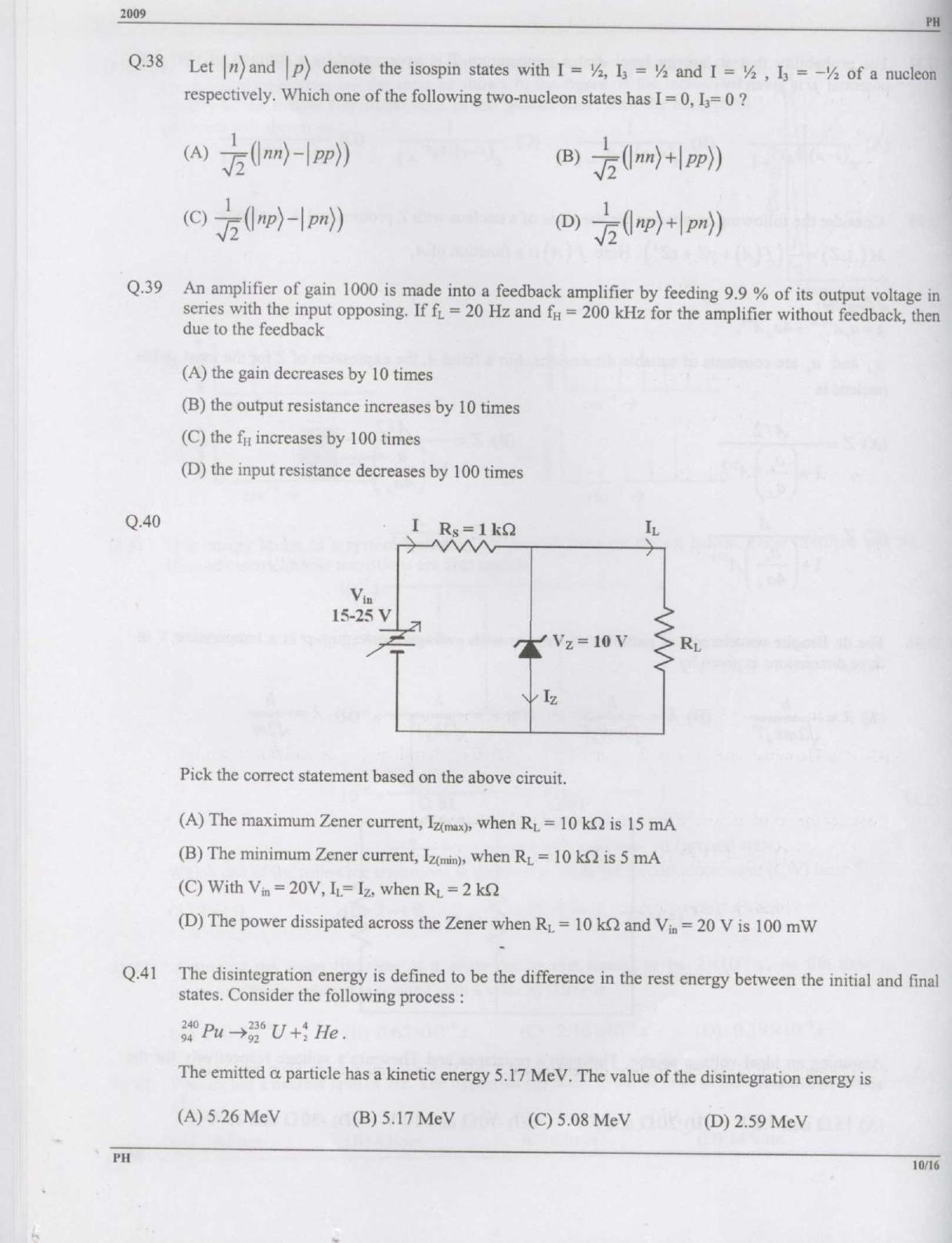 GATE 2009 Physics (PH) Question Paper with Answer Key - Page 10