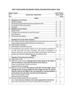 Kerala Plus One 2022 English Answer Key (Model)