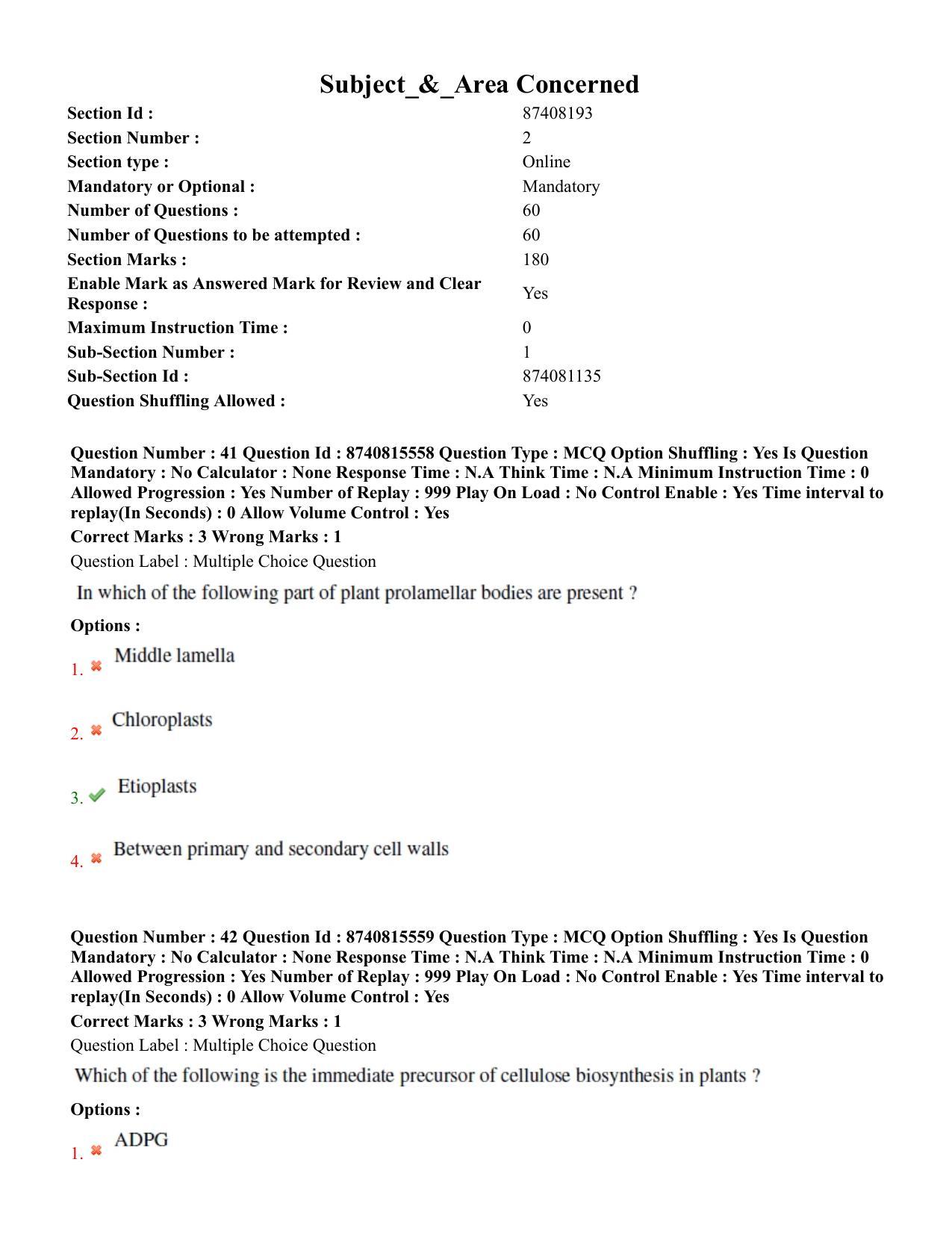 BHU RET Plant 2020 Question Paper  - Page 28