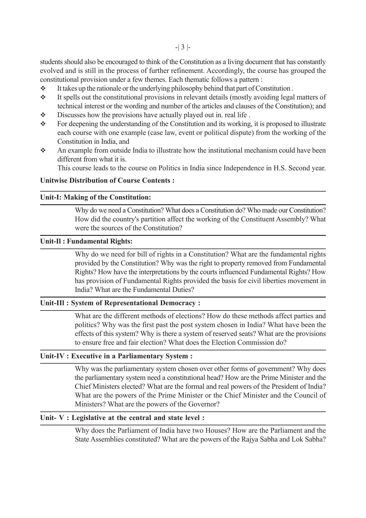 AHSEC 1st Year  Political Science Syllabus - Page 3