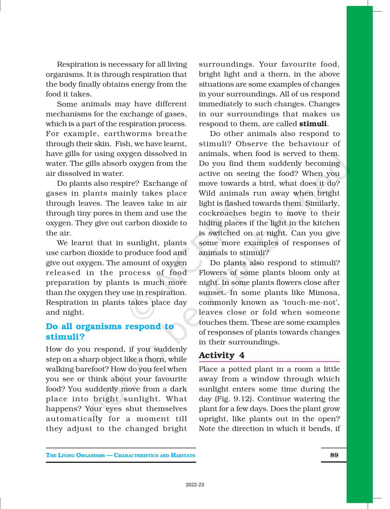 NCERT Book For Class 6 Science: Chapter 9-The Living Organisms And ...