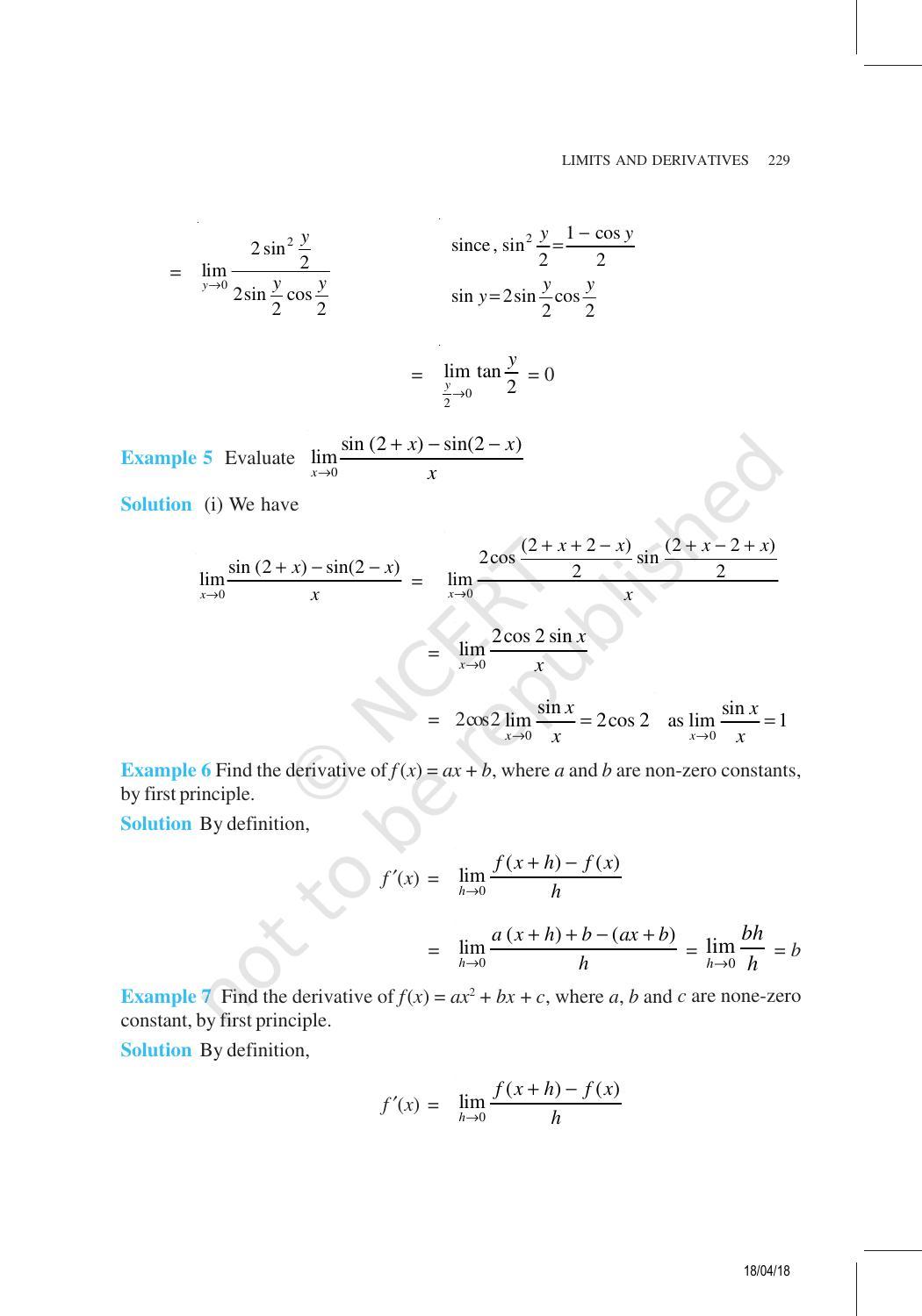 NCERT Exemplar Book for Class 11 Maths: Chapter 13 Limits and Derivatives - Page 5