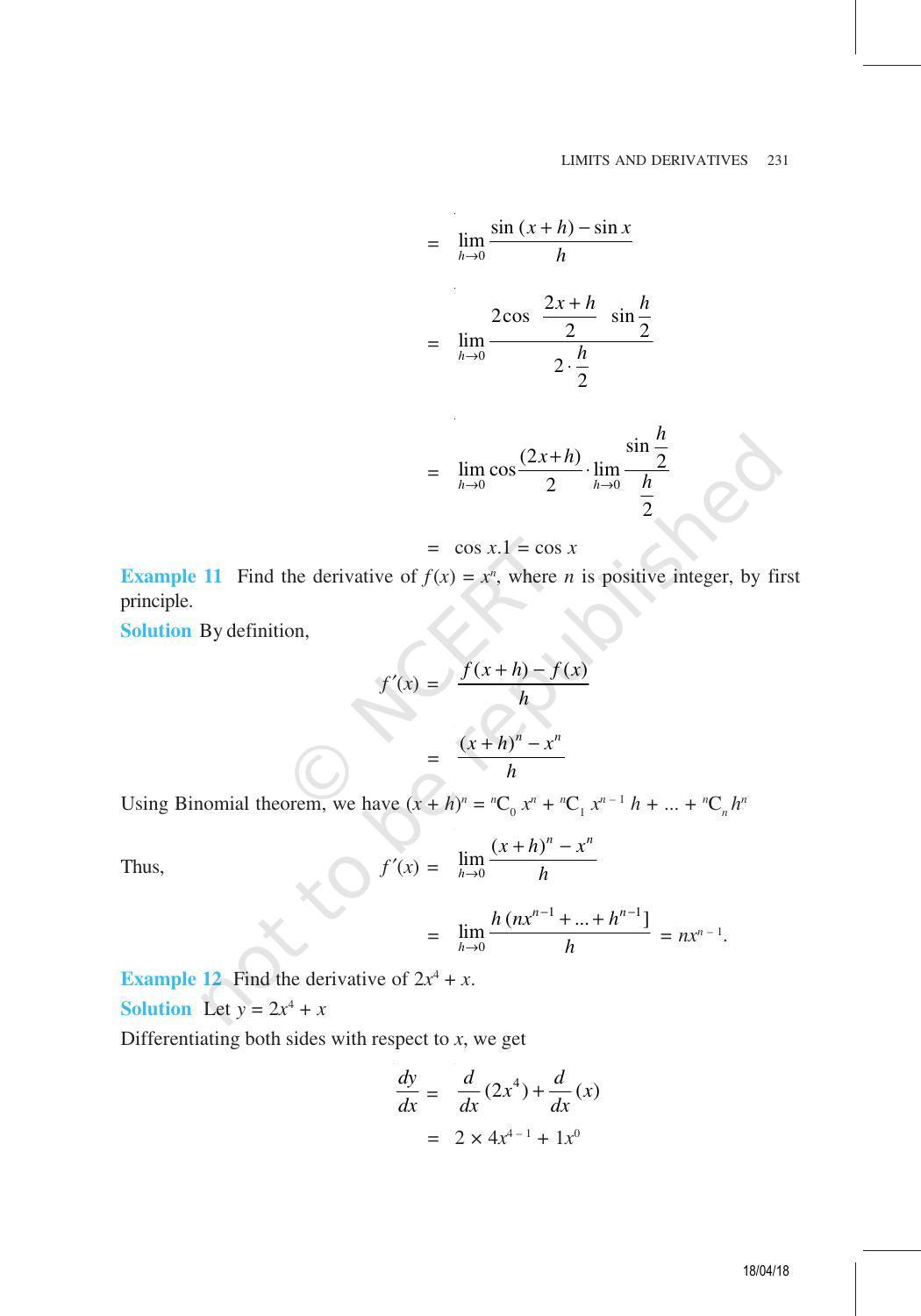 NCERT Exemplar Book for Class 11 Maths: Chapter 13 Limits and Derivatives - Page 7