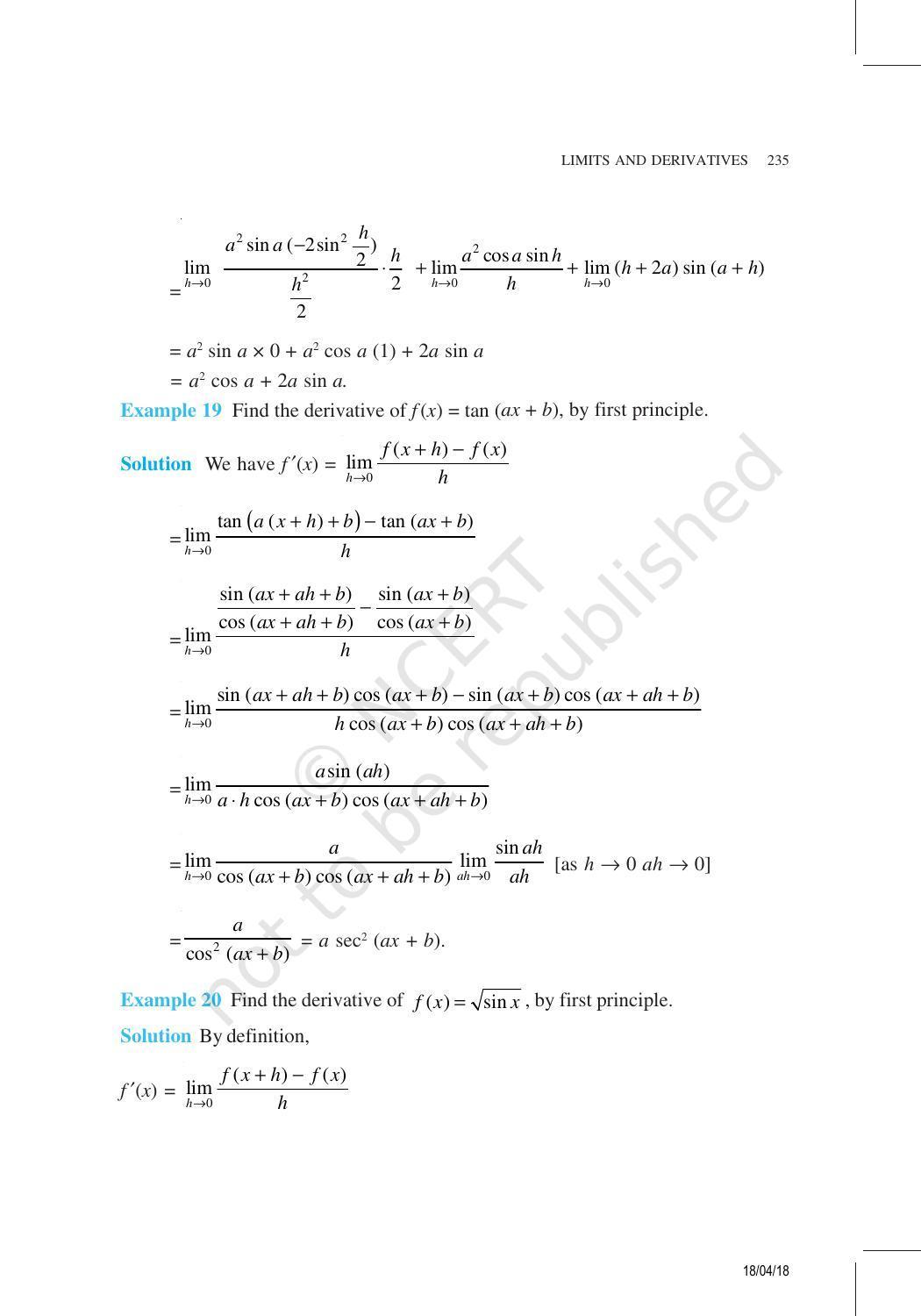 NCERT Exemplar Book for Class 11 Maths: Chapter 13 Limits and Derivatives - Page 11