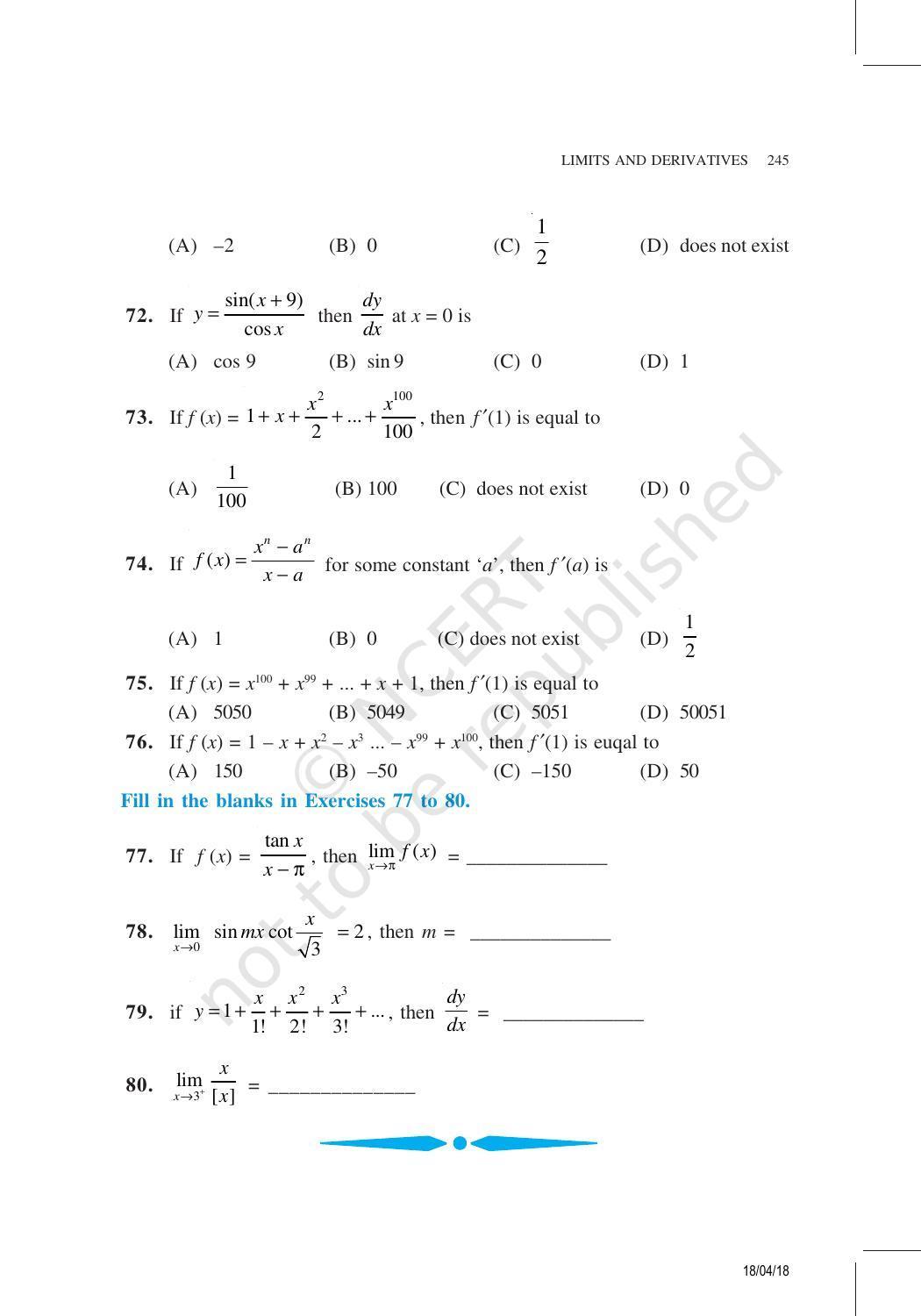 NCERT Exemplar Book for Class 11 Maths: Chapter 13 Limits and Derivatives - Page 21