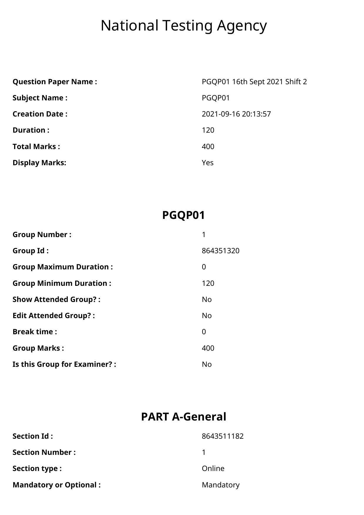 CUET PG 2021 PGQP01 Question Paper - IndCareer Docs