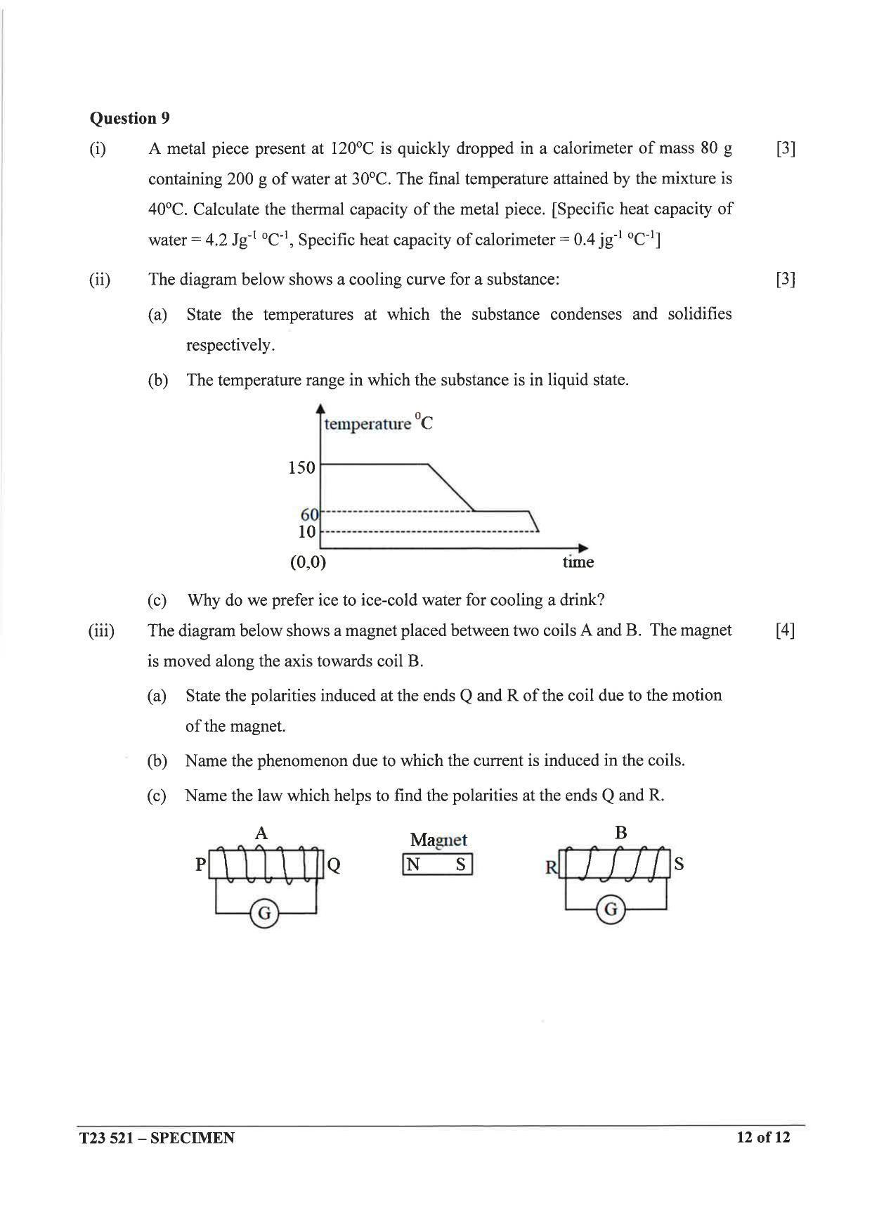 ICSE Class 10 Physics Sample Paper - IndCareer Schools