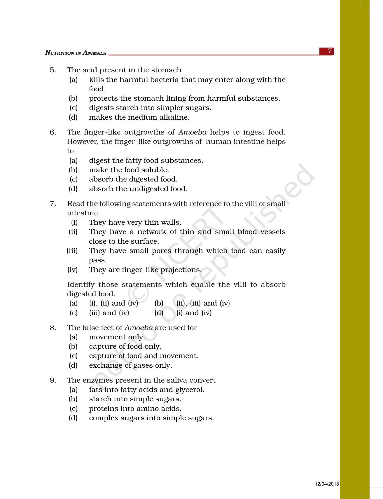 NCERT Exemplar Book for Class 7 Science: Chapter 2-Nutrition in Animals - Page 2