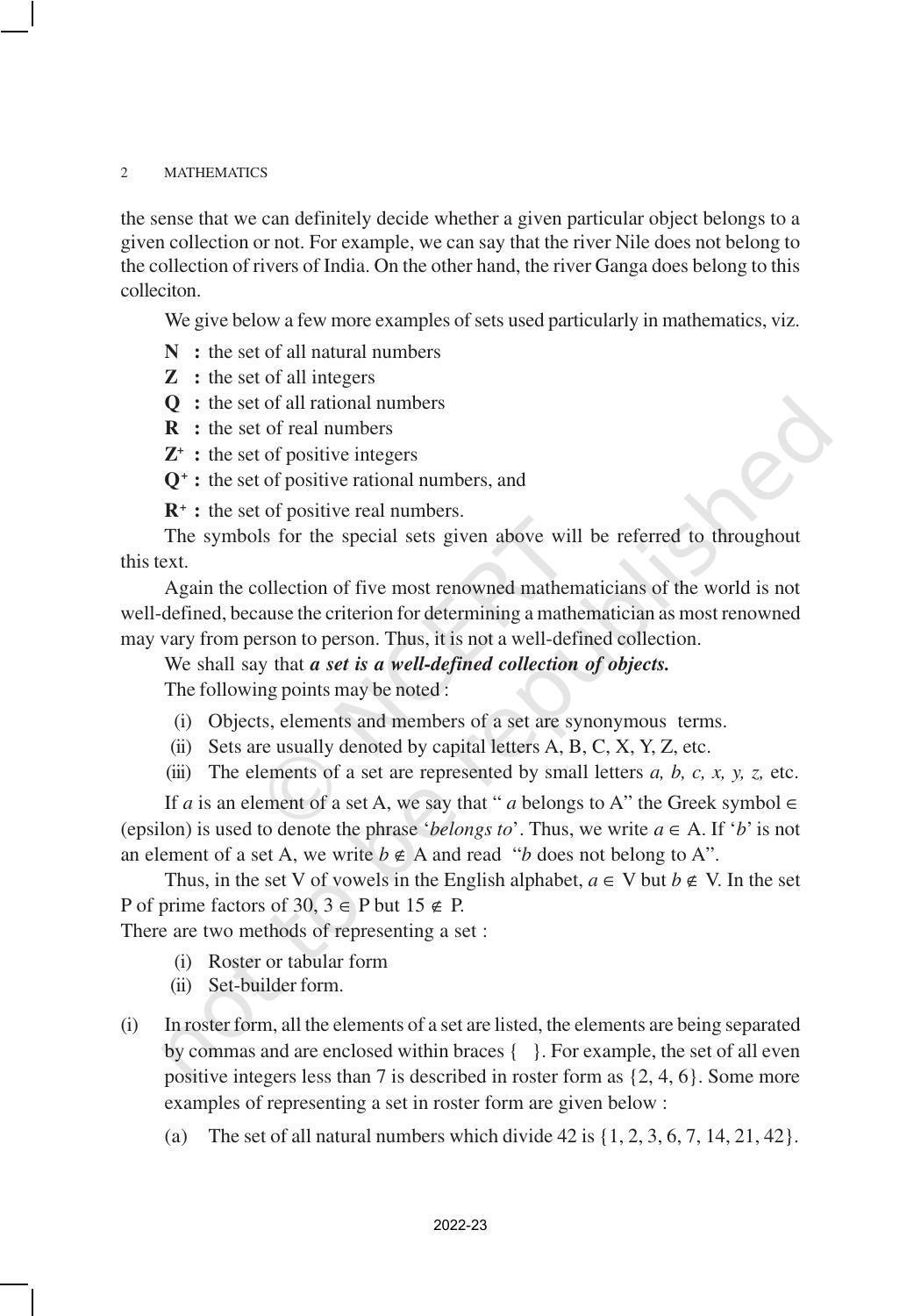 NCERT Book for Class 11 Maths Chapter 1 Sets - Page 2
