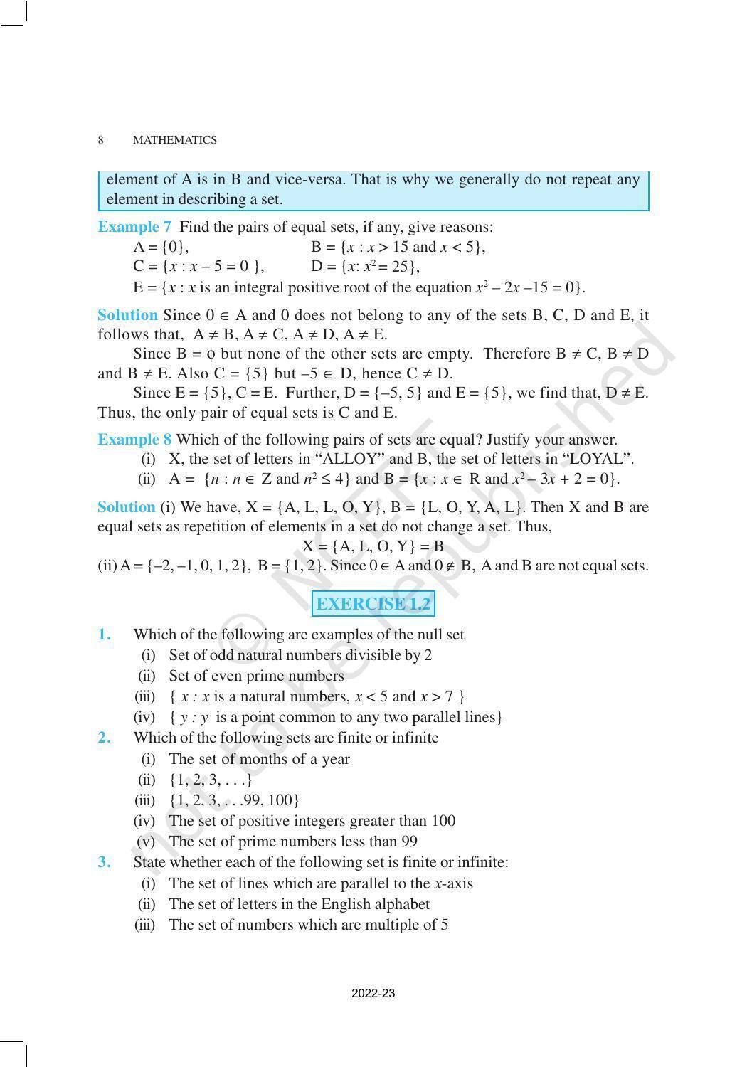 NCERT Book for Class 11 Maths Chapter 1 Sets - Page 8