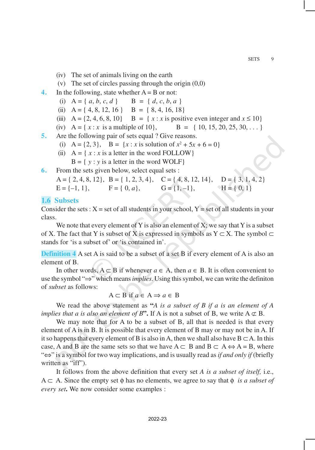 NCERT Book for Class 11 Maths Chapter 1 Sets - Page 9