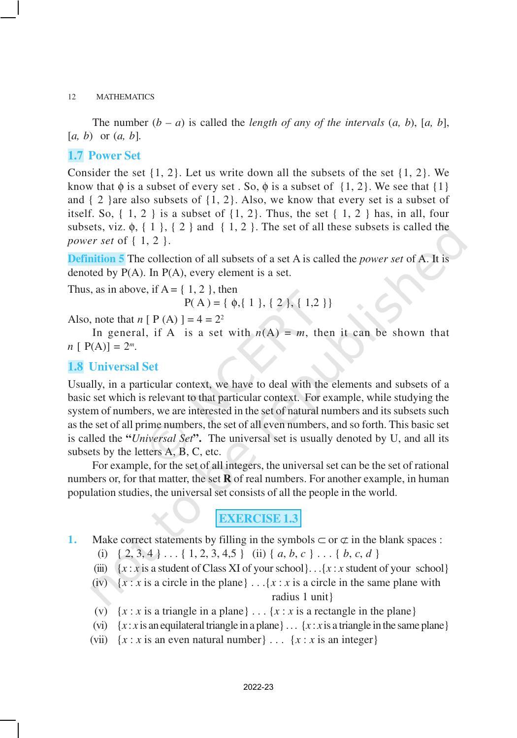 NCERT Book for Class 11 Maths Chapter 1 Sets - Page 12