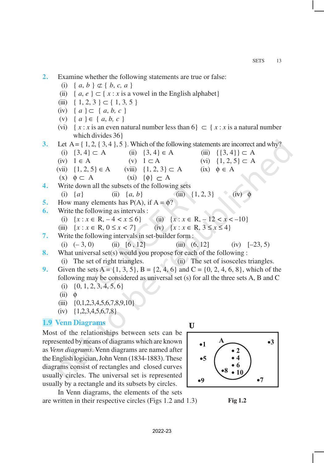 NCERT Book for Class 11 Maths Chapter 1 Sets - Page 13