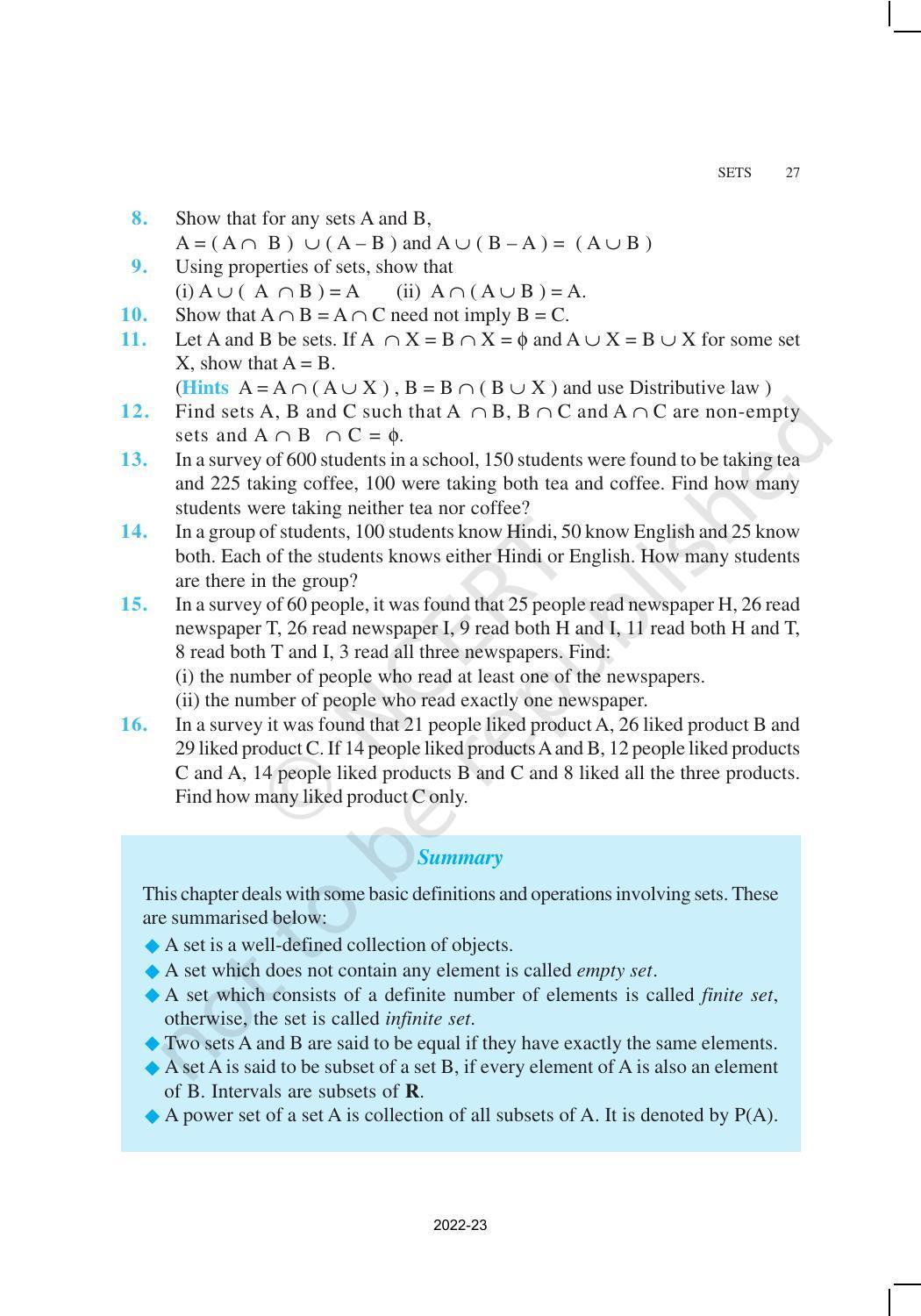 NCERT Book for Class 11 Maths Chapter 1 Sets - Page 27