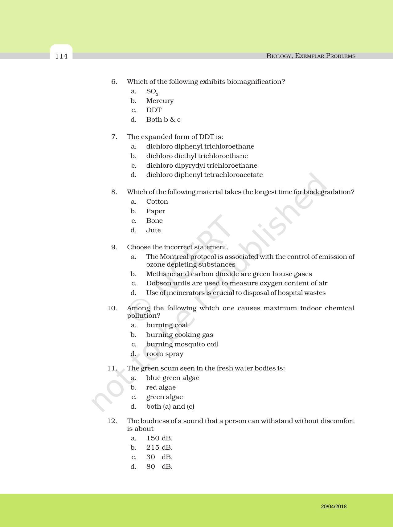 NCERT Exemplar Book For Class 12 Biology Chapter 16 Environmental Issues