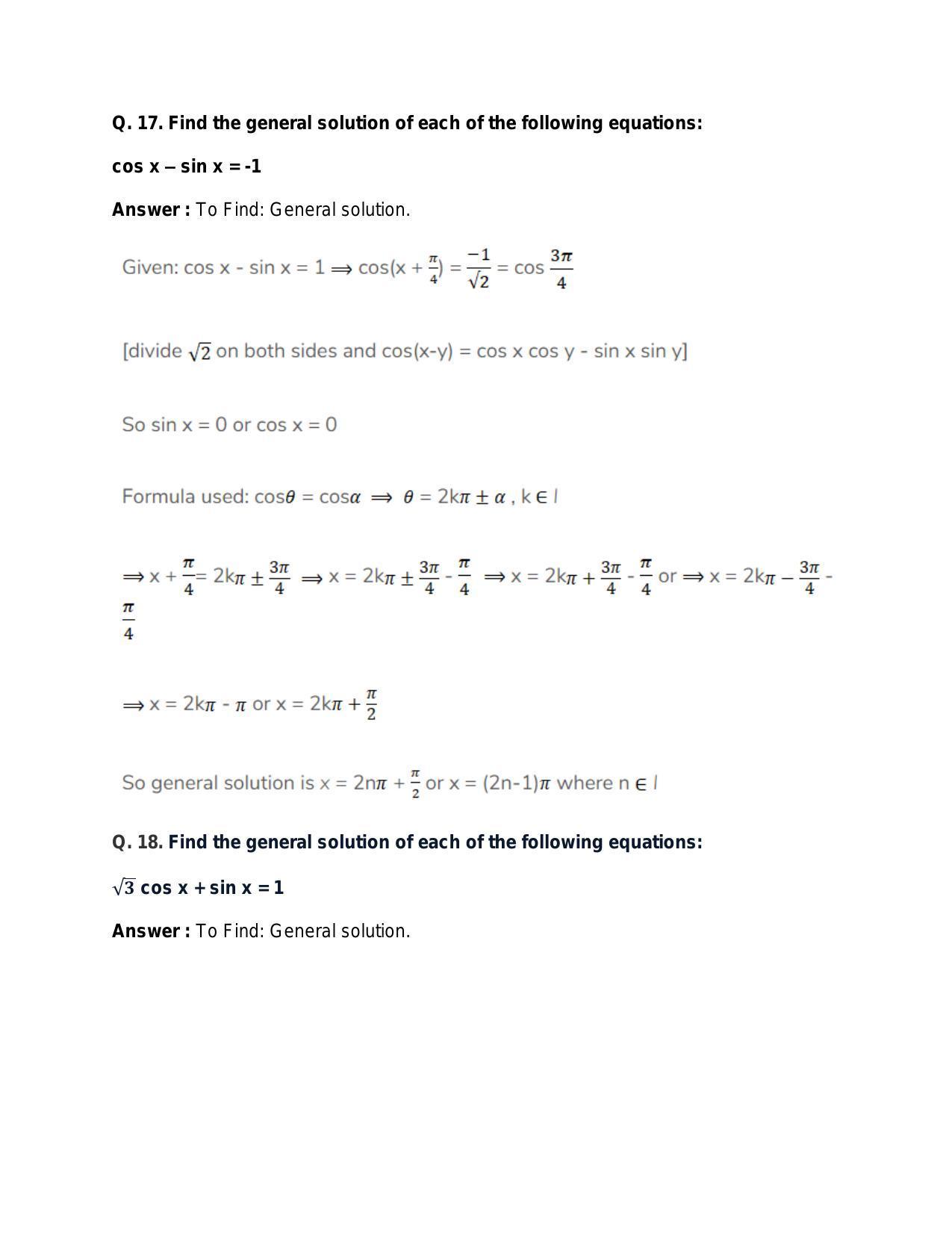 Chapter 17: Trigonometric Equations: RS Aggarwal Class 11 Solutions  - Page 41