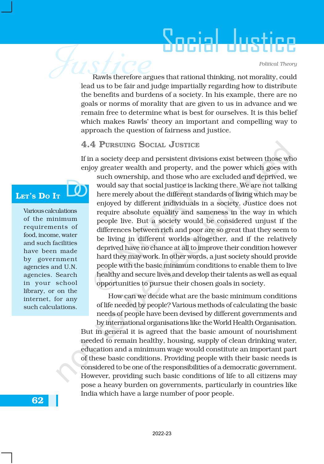 NCERT Book for Class 11 Political Science (Political Theory) Chapter 4 Social Justice - Page 10