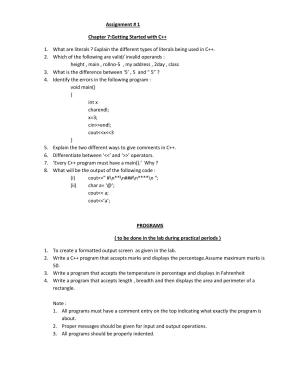 CBSE Worksheets for Class 11 Computer Science Getting Started with C++ Assignment