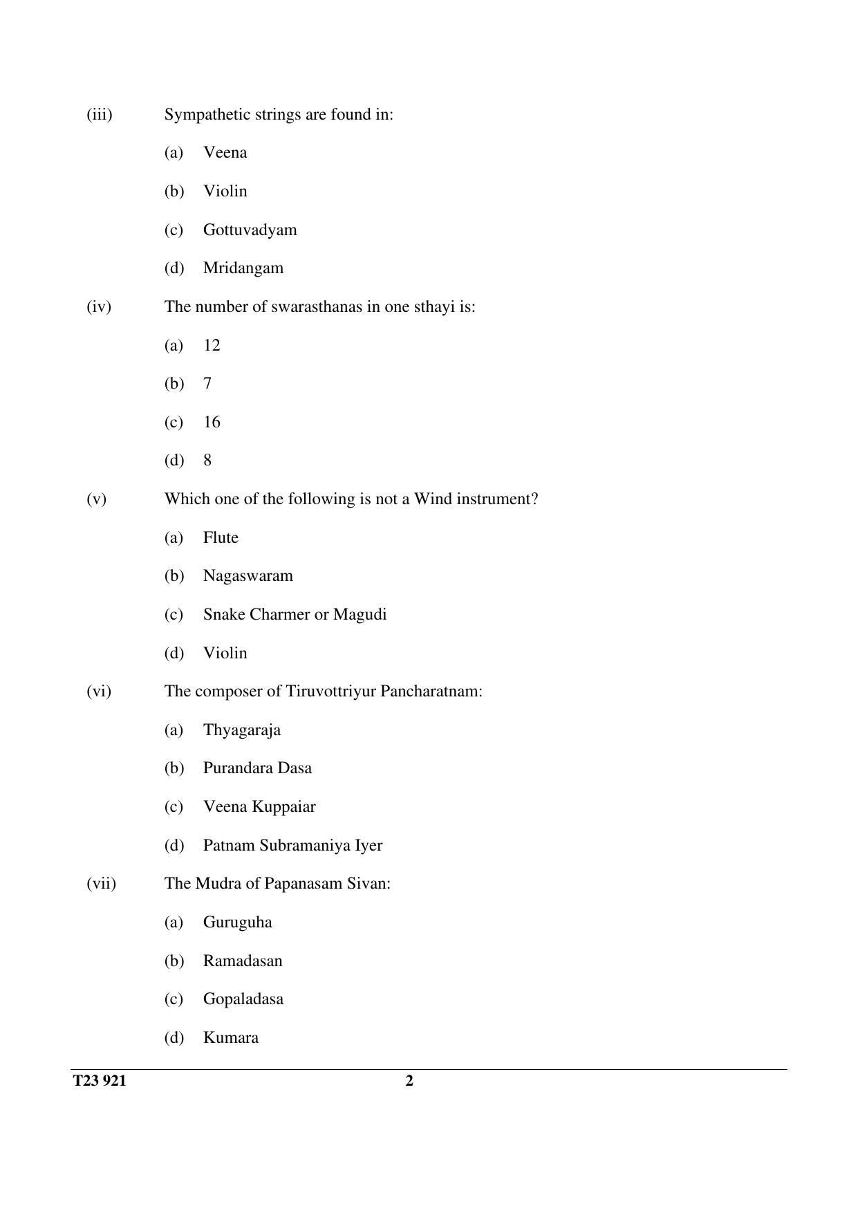 ICSE Class 10 CARNATIC MUSIC 2023 Question Paper - Page 2
