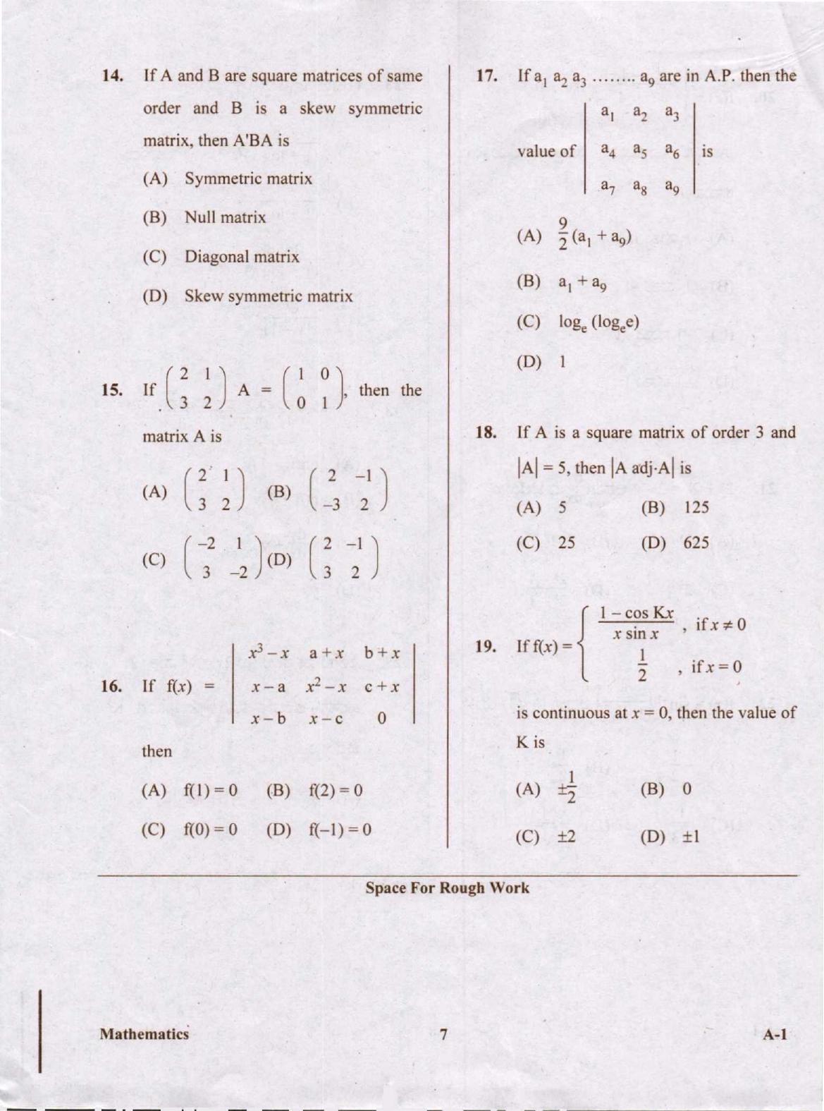 KCET Mathematics 2020 Question Papers - Page 7