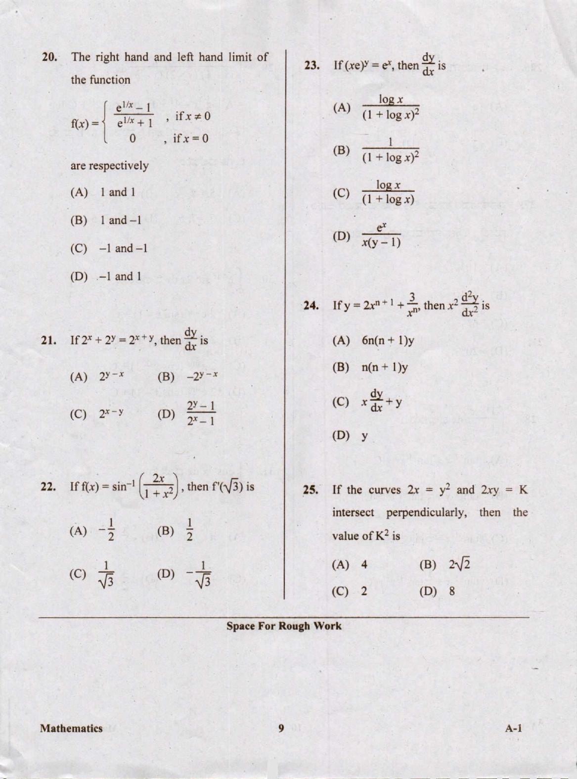 KCET Mathematics 2020 Question Papers - Page 9
