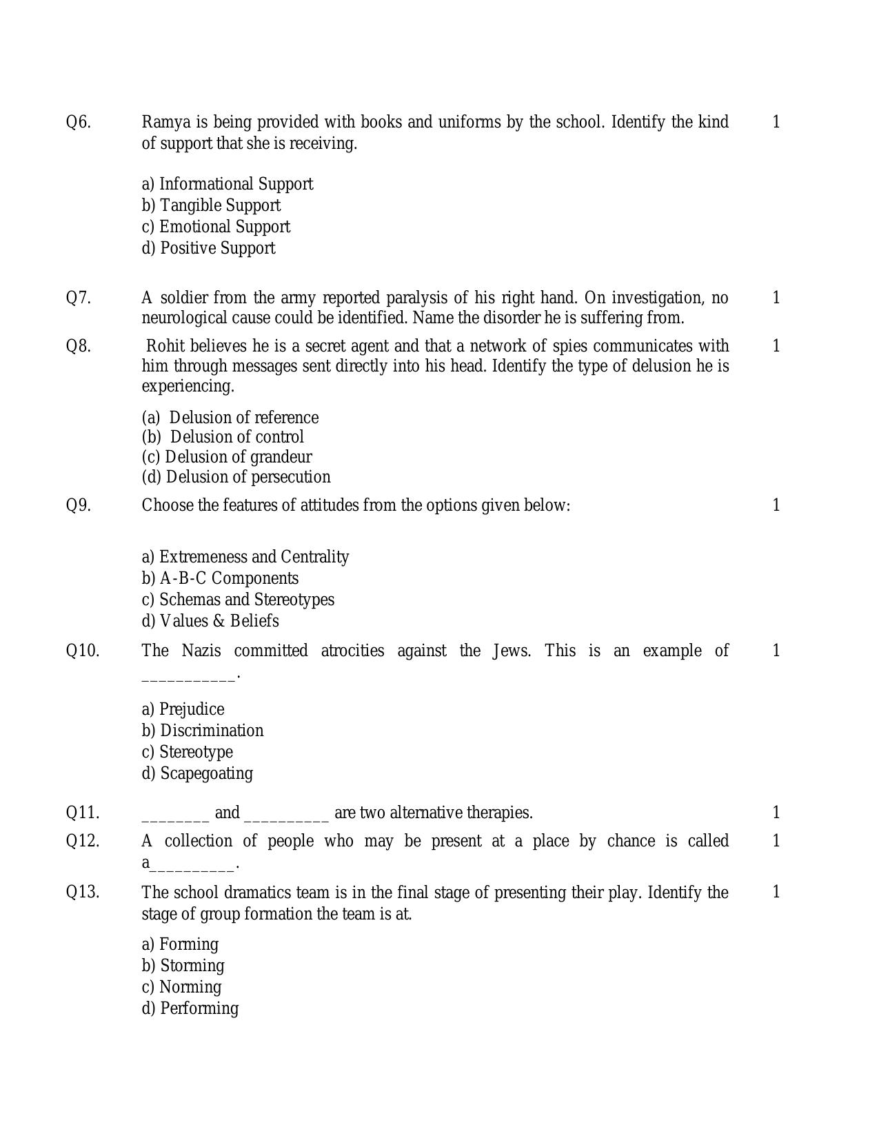 Cbse Class 12 Psychology Sample Paper 2019 20 Indcareer Docs 0965