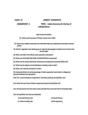 CBSE Worksheets for Class 11 Economics Assignment 4